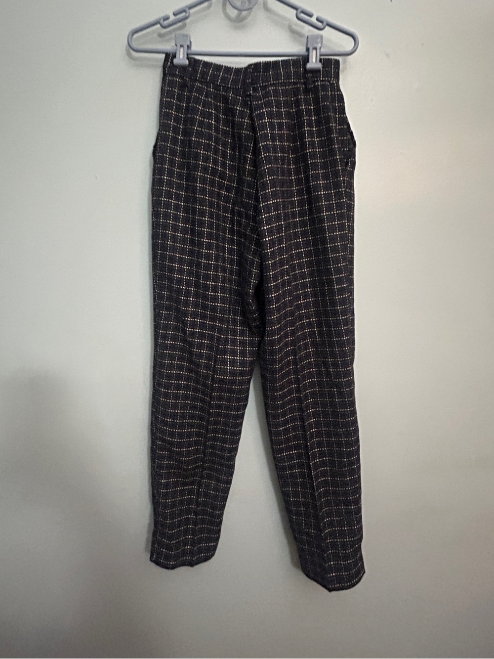 Benellon Black‎ Windowpane Dress Pants Mens Tailored Slim Straight Size M